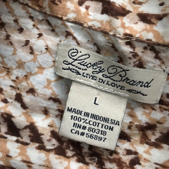 Lucky Brand Snake Print Long Sleeve Cotton Top Sz L - Picture 9 of 11